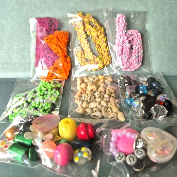 Other - Colorful Kids Craft Beads and Ribbons Craft Kit Vintage To Now
